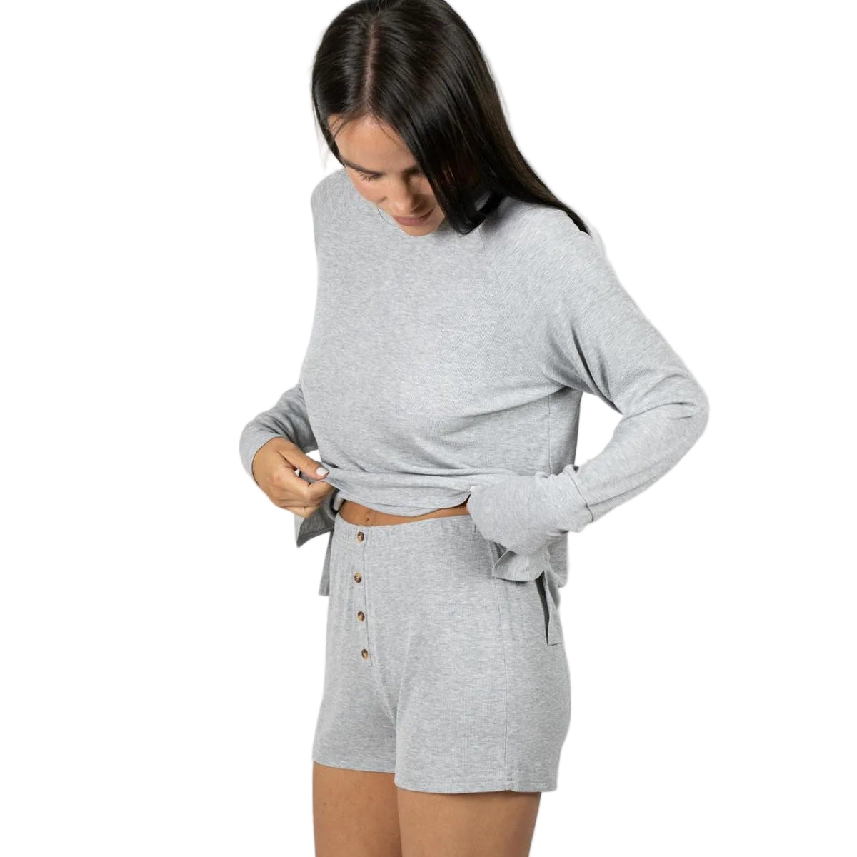 Aspen Dream Ribbed Long Sleeve Short Set