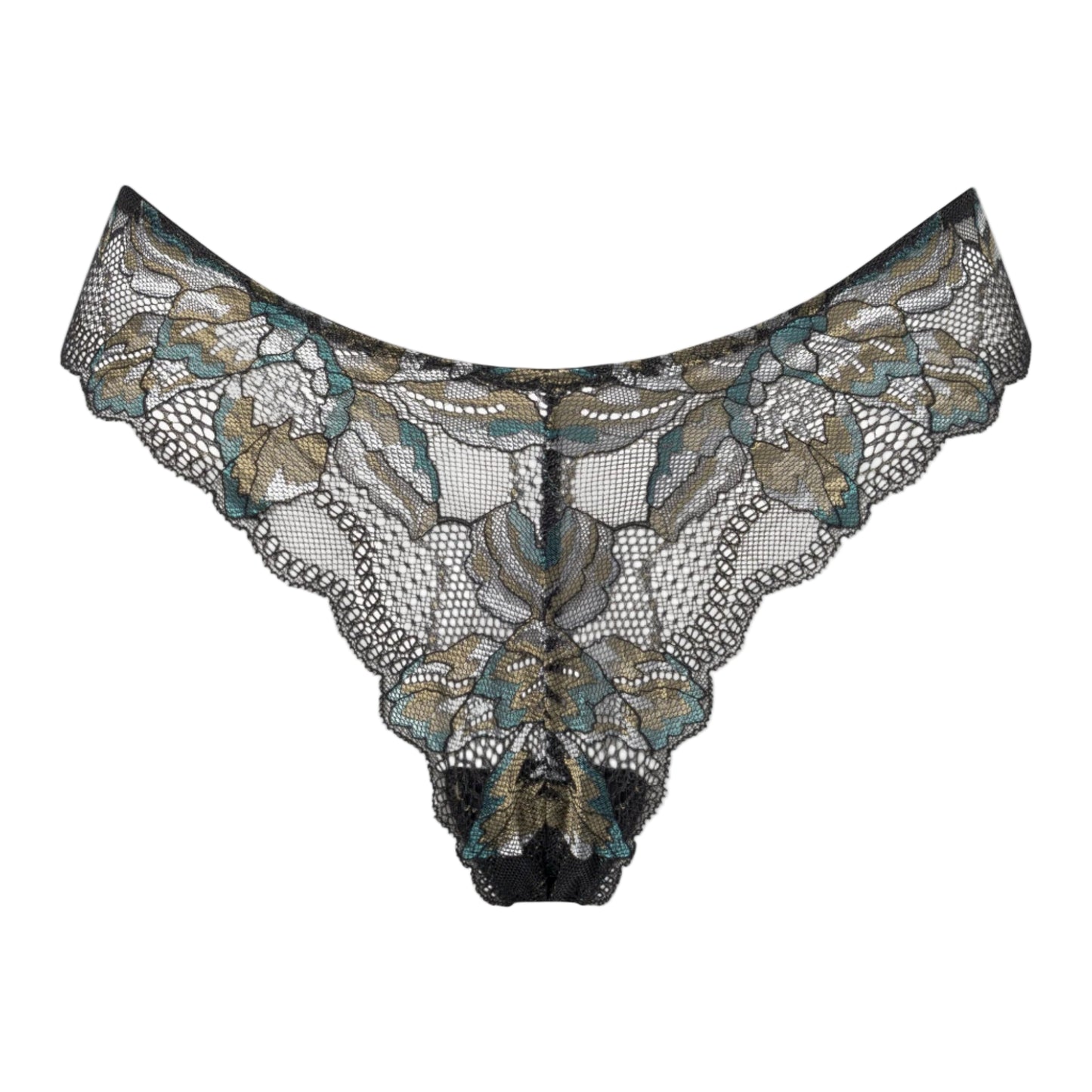 Lace bottom with floral design on a white background