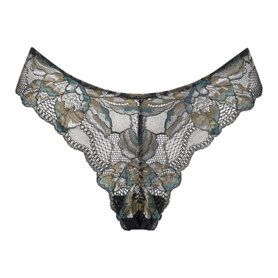 Lace bottom with floral design on a white background