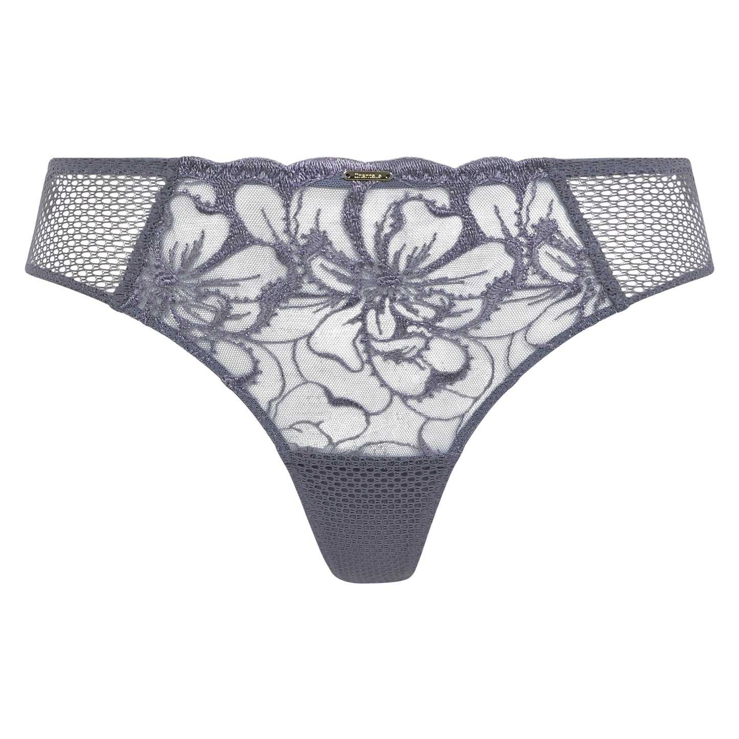 Lace bottom with floral design on a white background